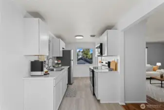 Unit E Kitchen, virtually staged
