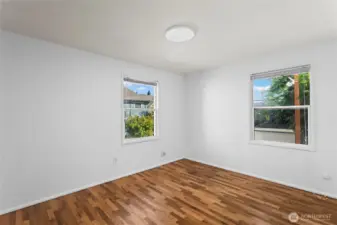 Unit E Bedroom - with original newly sanded hardwood floors