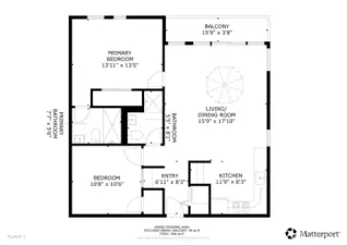 Layout allows for privacy between the set sets of bedrooms & baths. After remodel, home interior now measures 835 sq. ft. vs. prior 823 sq. ft.