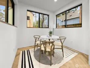 Breakfast nook sitting area off the kitchen.