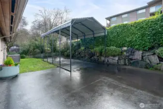 This home offers some lovely mature landscaping. This RV/Boat canape is large enough for a 25' toy!