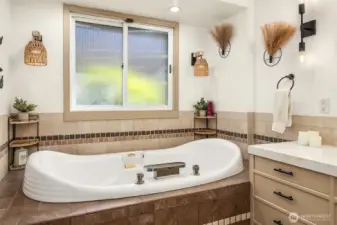 Relax and unwind after a long day in this amazing soak tub.