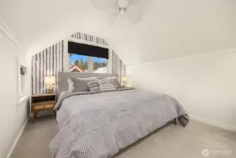 One of the two comfortable bedrooms located upstairs.