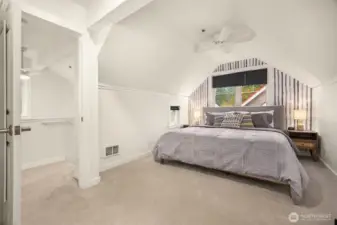 Vaulted ceilings enhance the upper level with a sense of space and light.