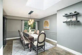 Formal dining space near kitchen.