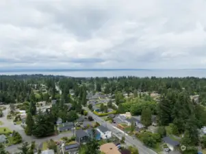 Aerial looking towards Puget Sound