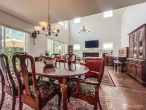 Large dining space ideally situated between the great room and the kitchen- no one misses out on what's going on!