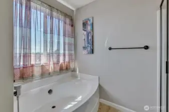 Nice sized soaking tub in primary bath