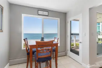 Dining area directly overlooks Boulevard Park and Bellingham Bay