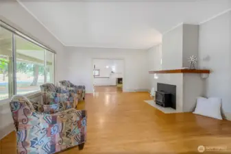 Great room w/ wood fire insert