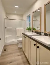 Virtually staged primary bathroom
