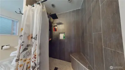 Easy step in shower in main house