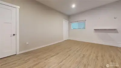 DADU space with closet and access to the garage storage area