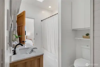 freshly painted, new vanity, and new flooring