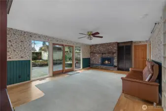 Den with Slider to Back Yard Patio