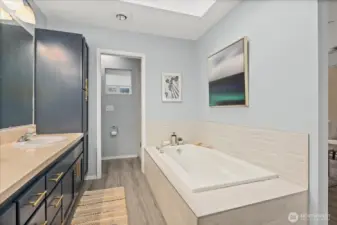 Separate shower and soaking tub