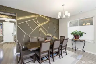 Stunning focal wall with custom lighting.