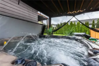 Soak your troubles away in this impressive hot tub (hot tub conveys)