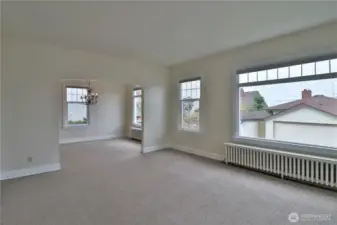 The upper unit dining and living rooms.