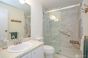 Main bath with good size shower updated just a few years ago.