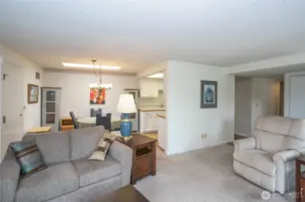 Living room in to dining area.