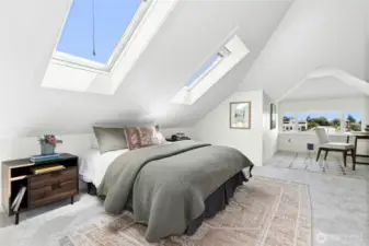 Skylights bring in even more light to this space.