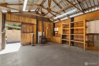 Wood heated workshop