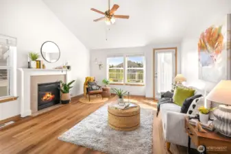 Gas fireplace, perfect for fall!