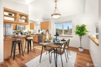 Open concept dining room, right next to kitchen.