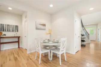 Breakfast nook is situated just off the open-concept kitchen.