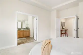 Double doors for both the entry and the bathroom.