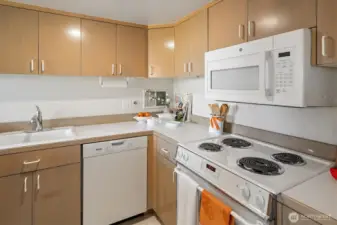 Classic in design and efficient in every way, this kitchen is open and bright.