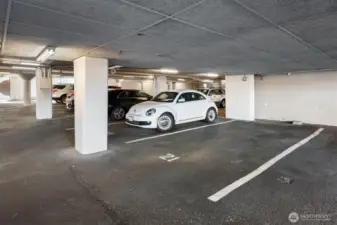 The parking spot, #21, is in a prime location in the secure garage right by the elevator.