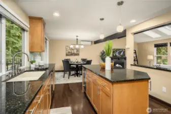 Island space and great work space between sink and stove