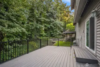 oversized lower deck with walk-off to bbq and grass area