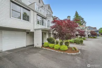 The over-sized single car garage has plenty of extra storage space.