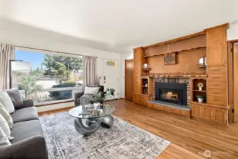 Lots of light and beautiful floors make this space shine