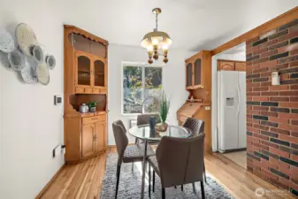 Dining room has custom built ins as well