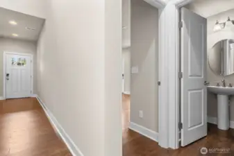 Entry hall to powder room and ADU