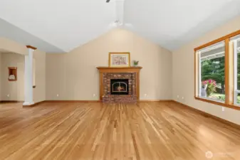 Here it shows the great room with no furniture.