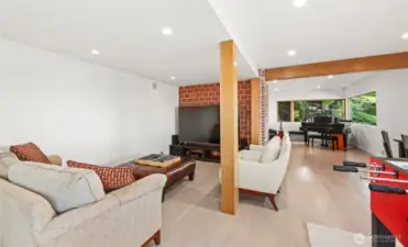 The cozy rec room TV/hang out space on the lower level.
