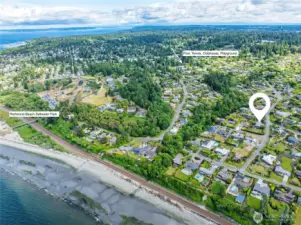 An aerial shot showing proximity to IA community amenities and Richmond Beach Park.