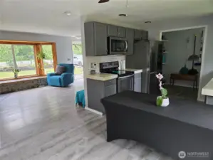 View from the dining room to the living room.