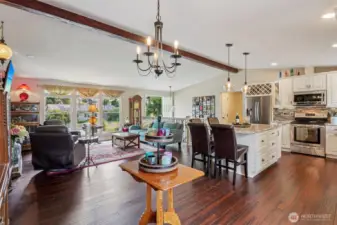 Great room with vaulted ceiling