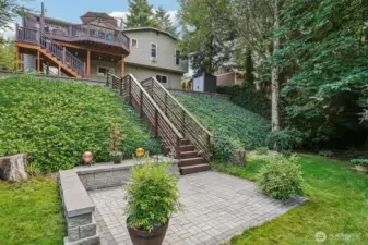 Terraced back yard with paver patio