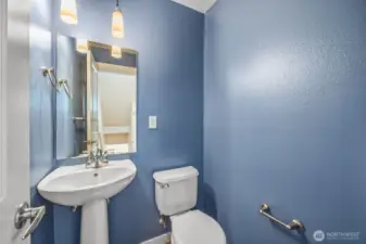 Convenient kitchen level bathroom