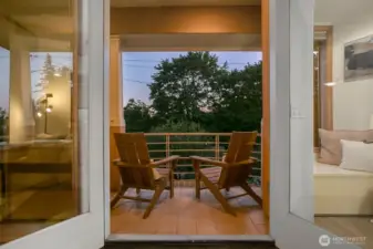 The main floor balcony is a great place to start and finish your day