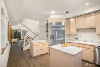 The kitchen layout is both open and great for cooking!