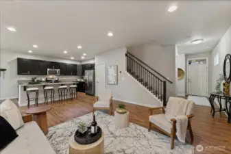 The open-concept great room floor plan is perfect for today’s lifestyle, combining functionality with inviting living space.