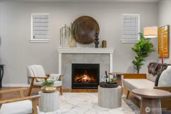 Inviting gas fireplace creates the perfect ambiance for relaxing evenings at home.